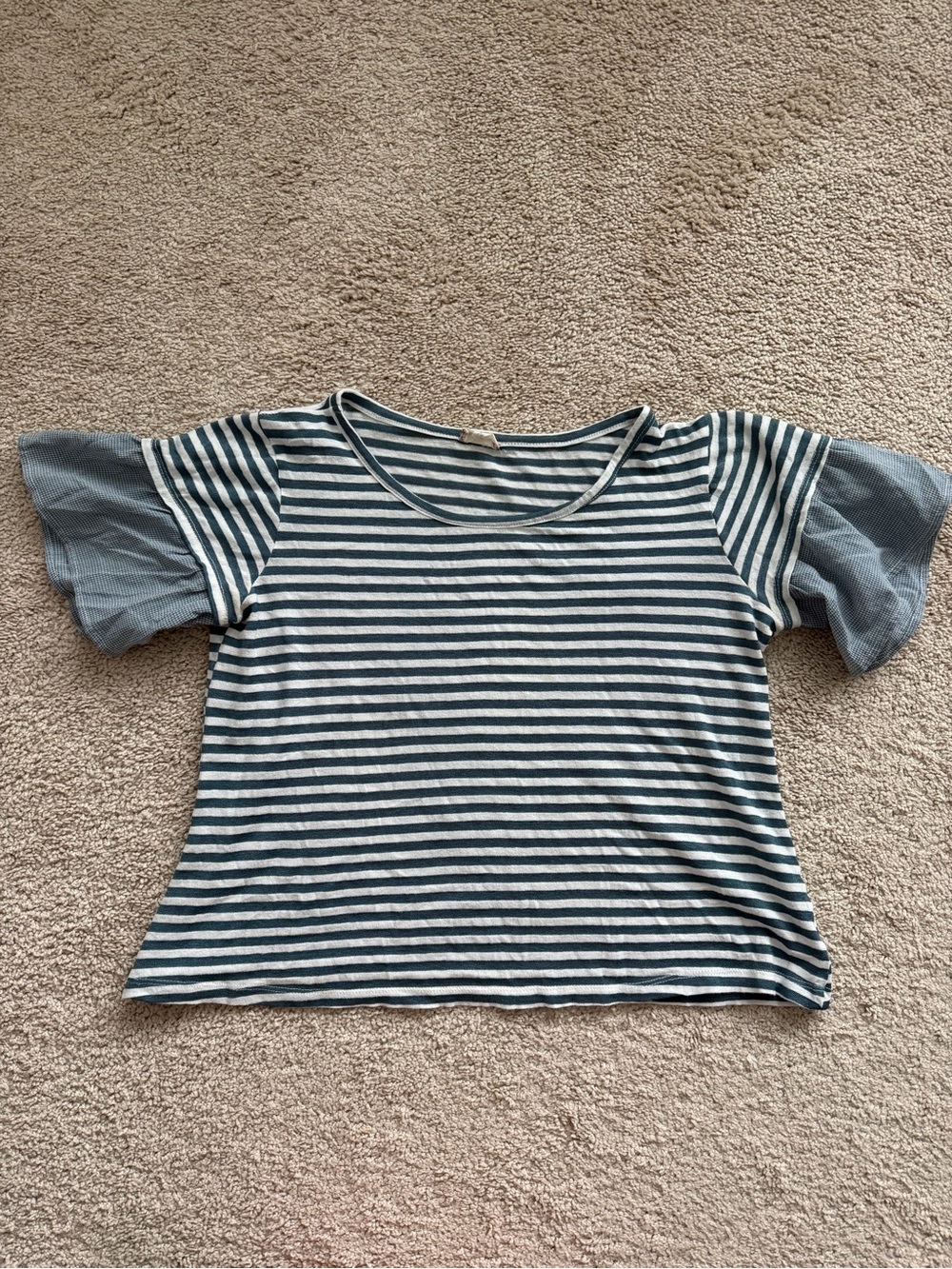 Hem & Thread Blue and White Striped Short Sleeve Blouse